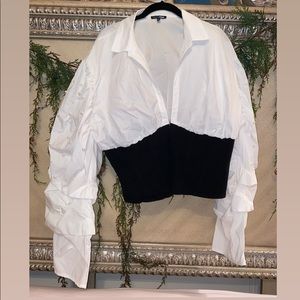 Fashion Nova 3XL black and white top with pearl detail